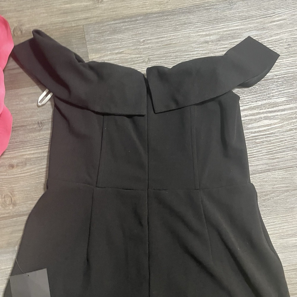 NWT LULUS XL Black Love Me Tomorrow Wide Leg Off The Shoulder Jumpsuit Stretch - Picture 8 of 13
